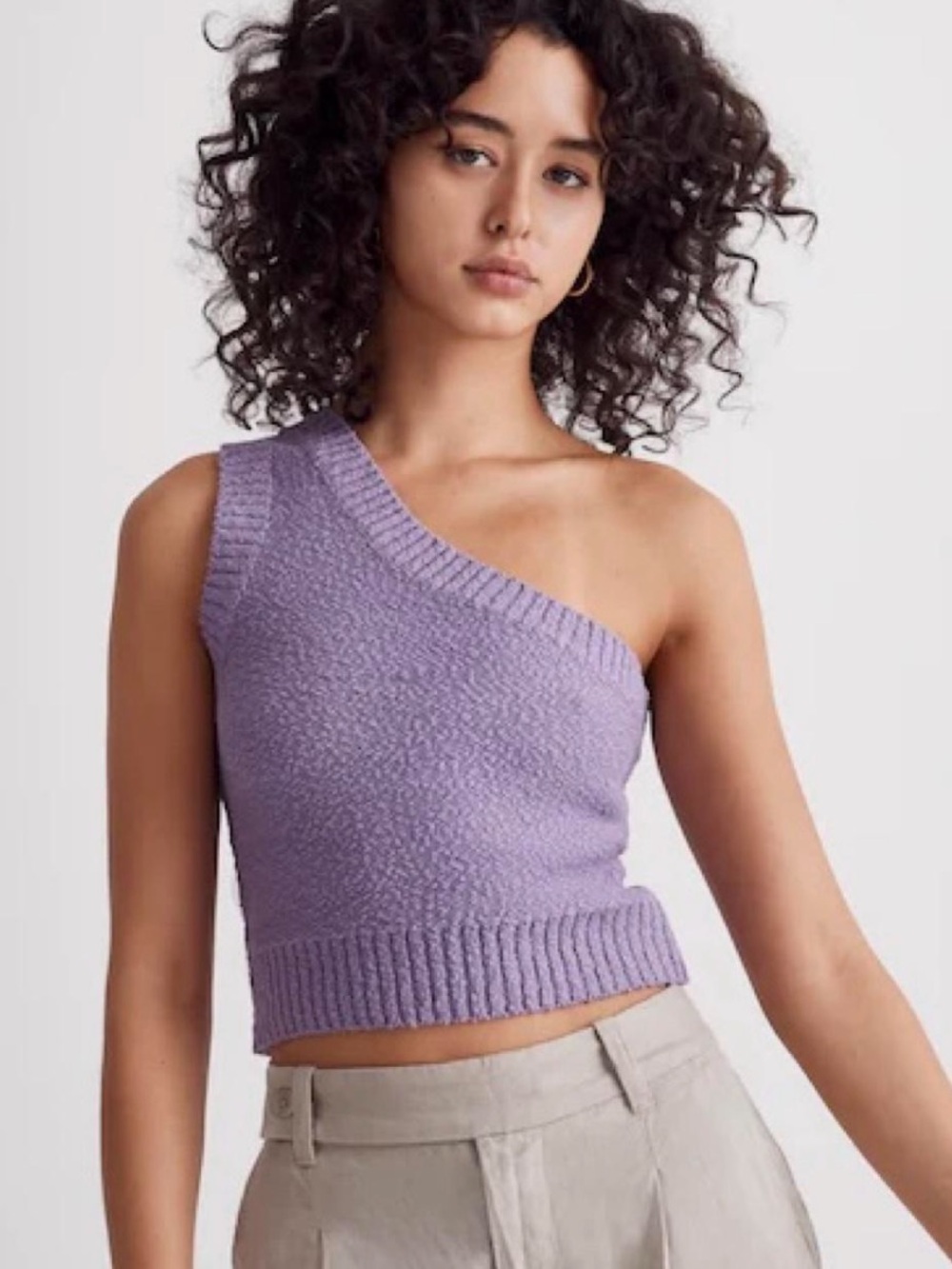 Madewell One-Shoulder Lavender Knit Tank